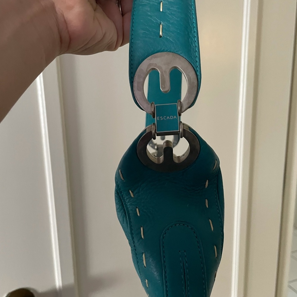 Escada Authentic Leather Turquoise/Teal Purse - image 5